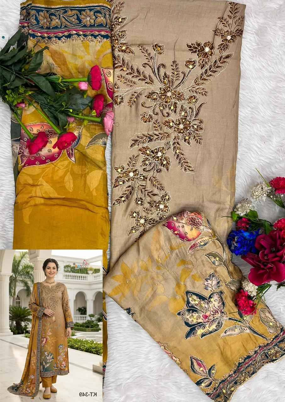 KT - 349 Series By Shree Fab Pakistani Stylish Beautiful Colourful Printed & Embroidered Party Wear & Occasional Wear Pure cotton Dresses At Wholesale Price